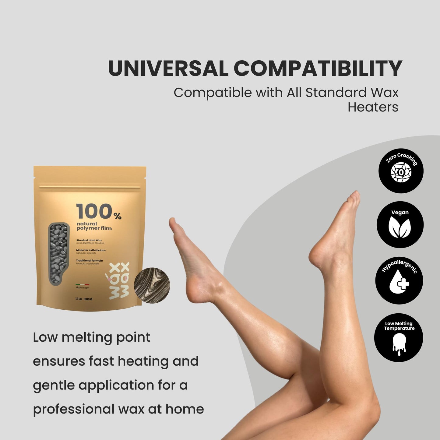 Wax Wax Stardust Hard Wax Beads | Coarse Hair Removal Wax for Ultra Sensitive Skin | Strip-Free, Low Melting, Cruelty-Free & Eco-Friendly Waxing Beads With Hybrid Rosin Formula | Made In Italy - 2.5lb
