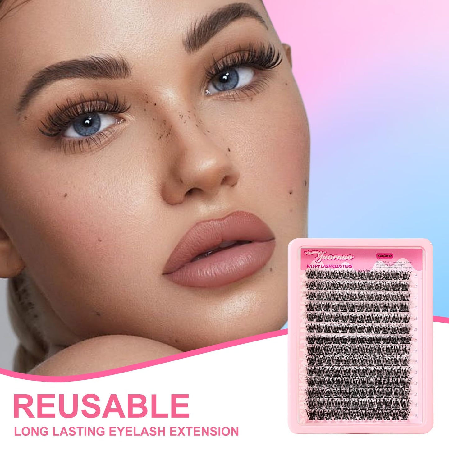 YUORNUO Wispy Lash Clusters 168PCS 10-12mm C Curl Short Eyelash Extensions
