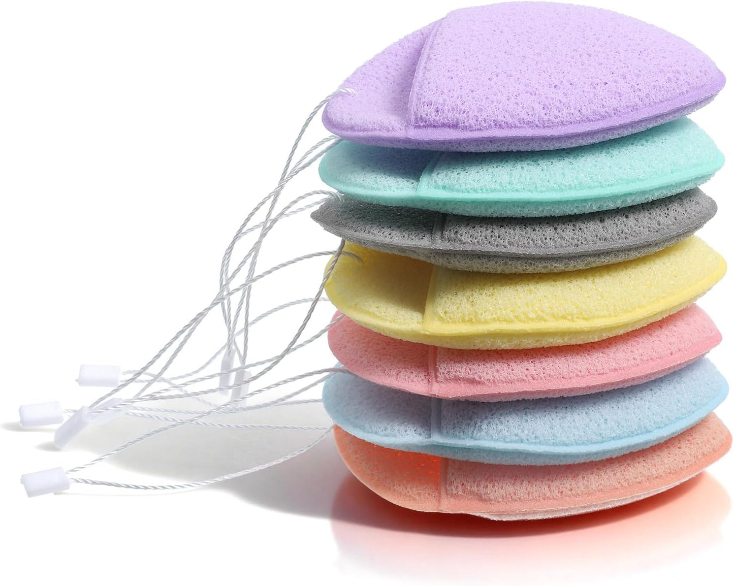 Facial Sponges Set - 7 Pcs Soft Reusable Cleansing Puffs | Colorful Exfoliating Pads for Daily Use