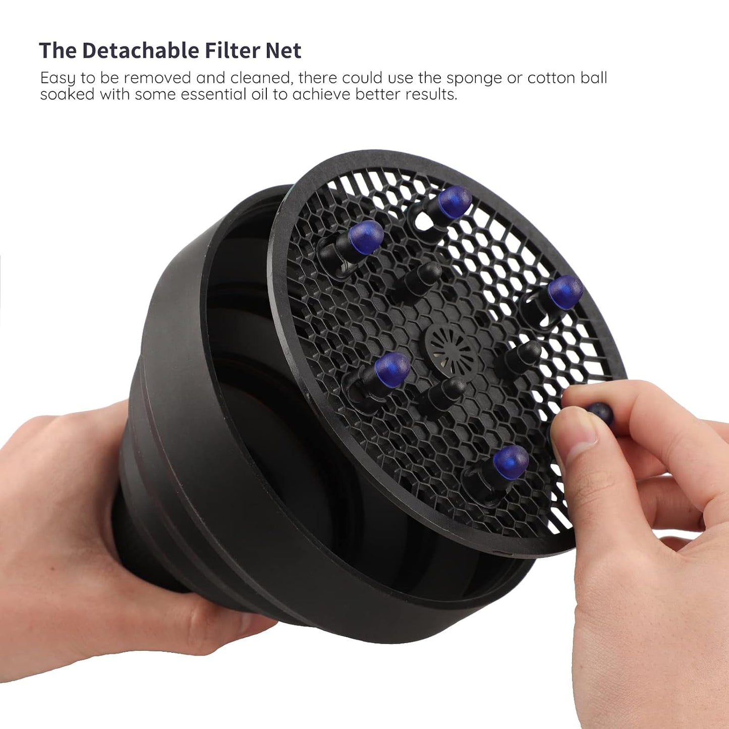 Travel Hair Dryer Diffuser - Collapsible Portable Attachment for Thick Hair | Fits 1.65"-1.77" Nozzles - Black