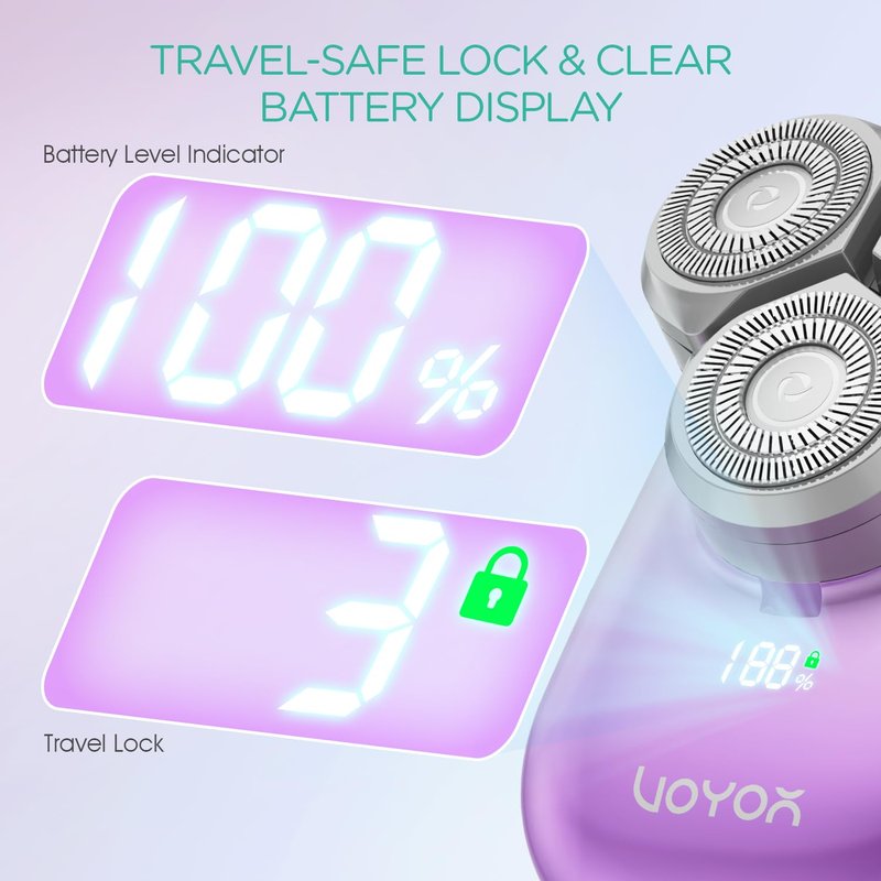 VOYOR Electric Razors for Women 3D Floating Blade Shaver for Women, Electric Shaver for Legs Bikini and Body Facial Hair Remover Women's Shavers Waterproof Women's Grooming ES310 (Purple)