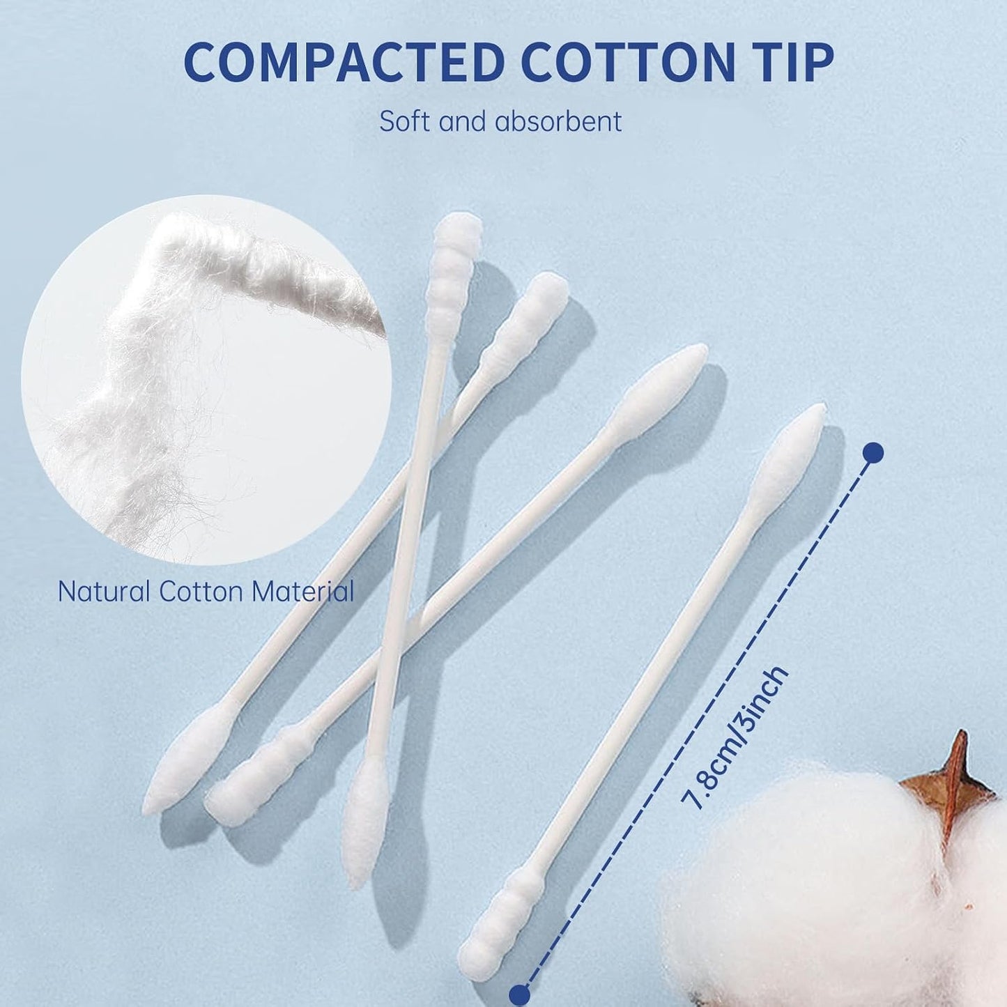 Pointed Tip Cotton Swabs - 800 Count Double Tipped Precision Buds for Makeup & Crafts | Spiral Head Design