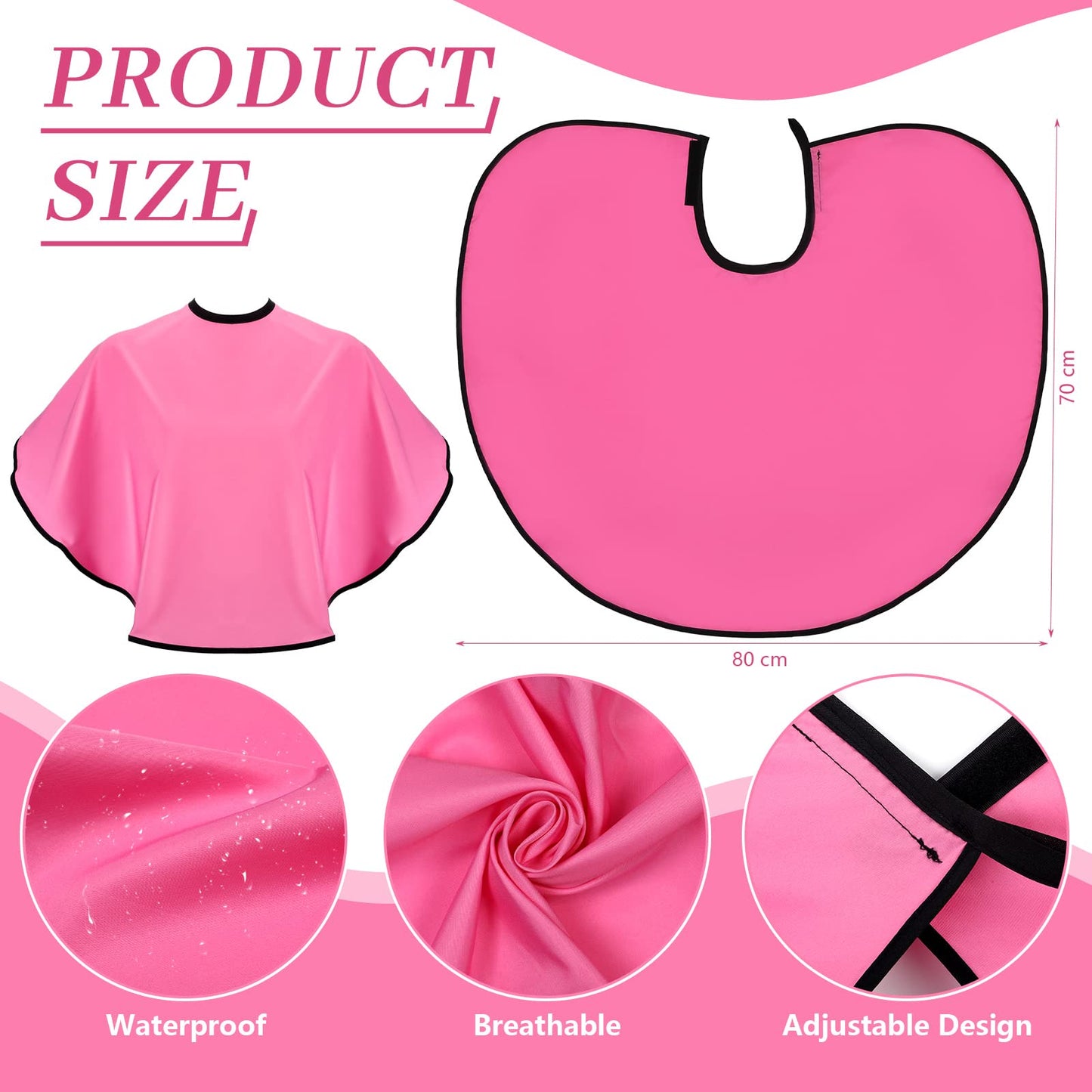 SATINIOR 4 Pieces Barbers Cape Salon Makeup Waterproof Hair Color Hair Cutting Cape for Women, Men and Kids(Rose Red)