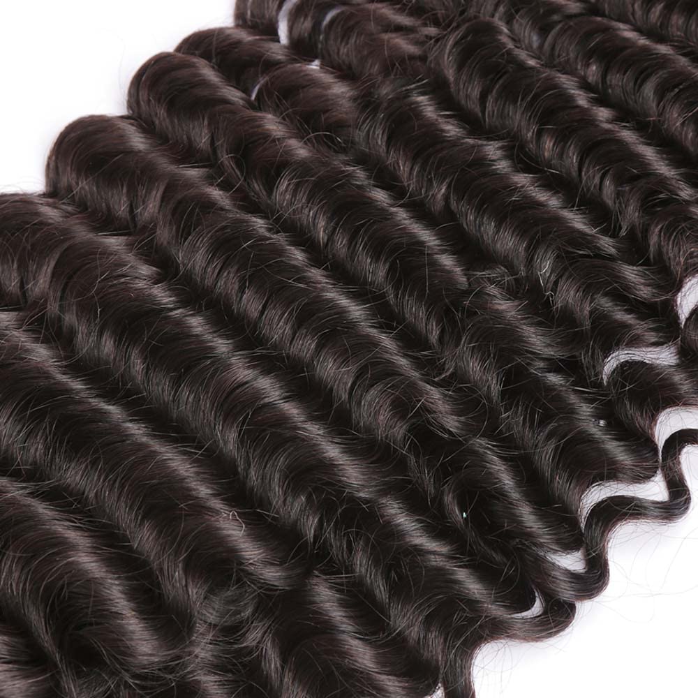 Deep Wave Bundles - 100% Unprocessed Brazilian Virgin Human Hair | Natural Black Color, 8-12 Inch Lengths