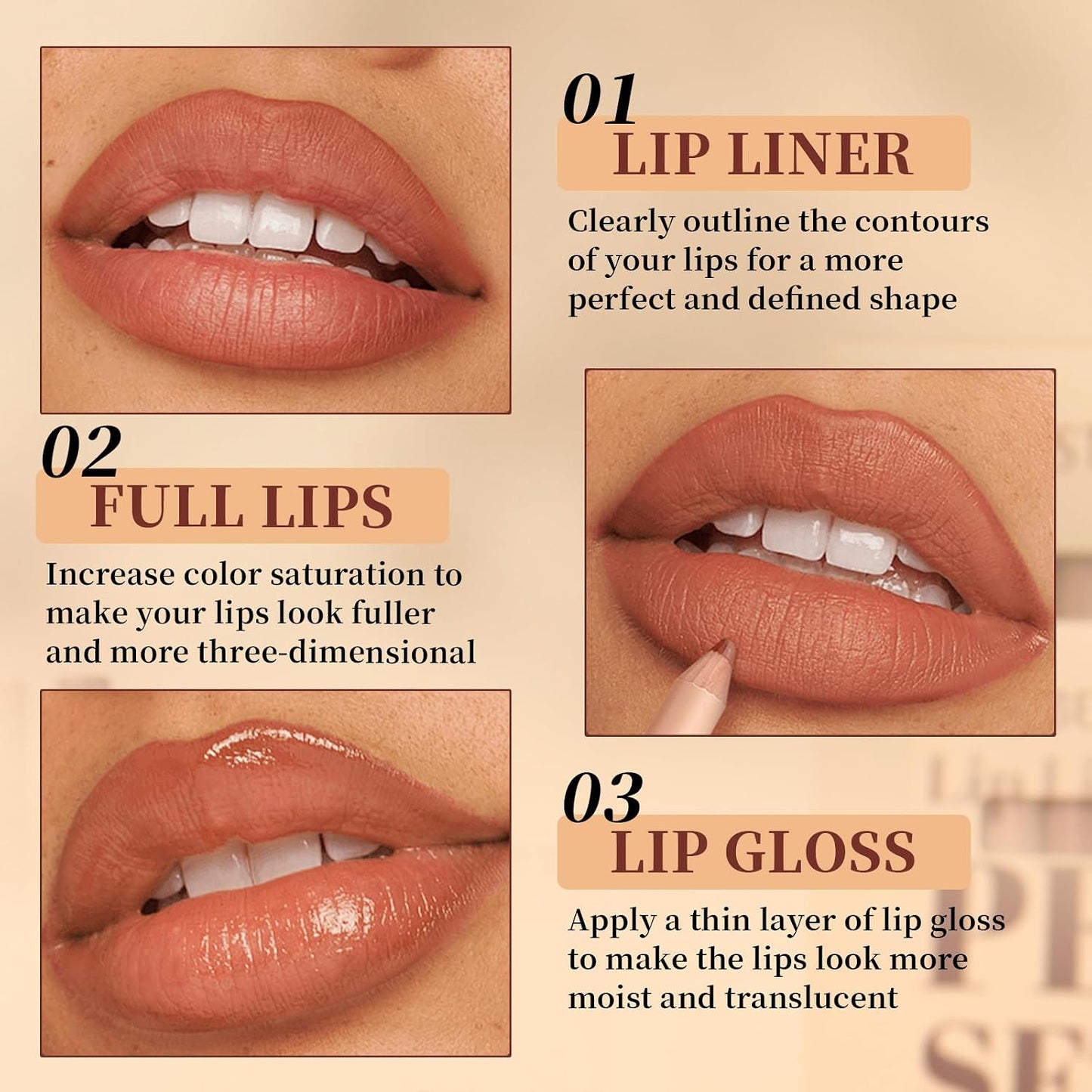 Matte Velvet Lip Liner Set - 12 Highly Pigmented Waterproof Pencils | Natural Nude & Brown Shades