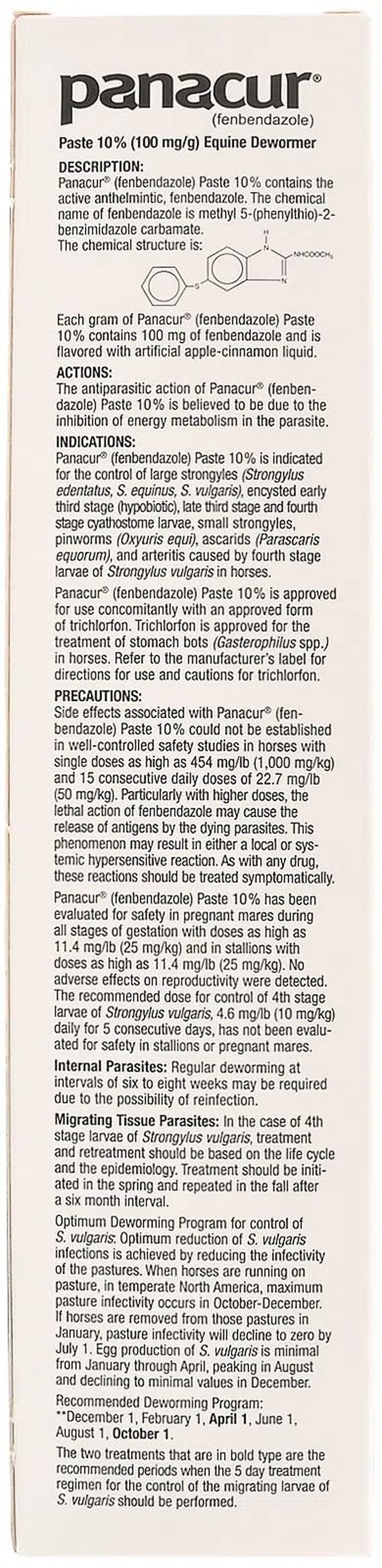 (3 Pack) PANACUR Dewormer Horse Paste 10%, 100mg Each