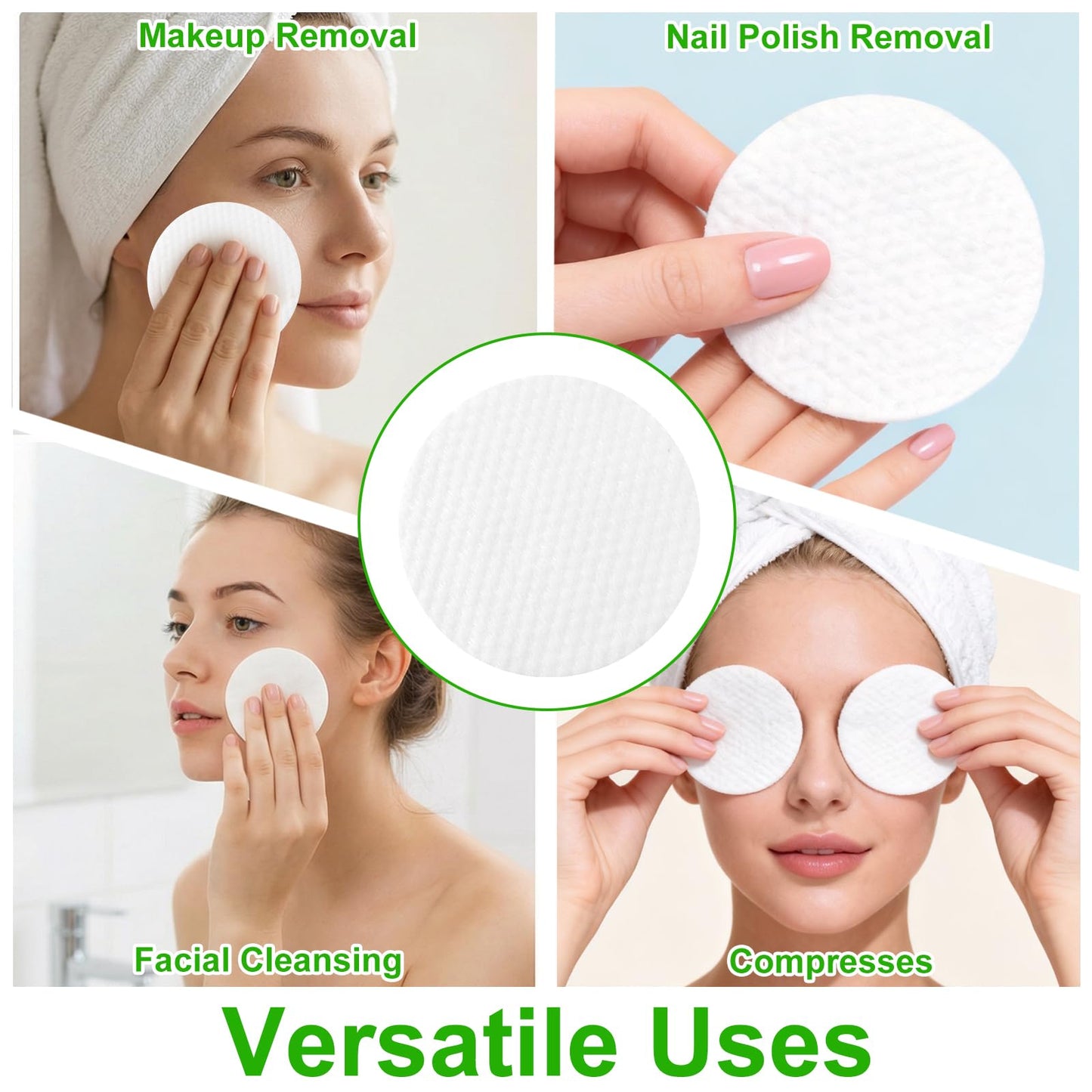150 Pcs Extra Large Cotton Rounds for face, 3.14" Round Lint-Free Soft Cotton Pads for Makeup Removal, Nail Polish, Cleansing Face and Toner Application Use Wet or Dry