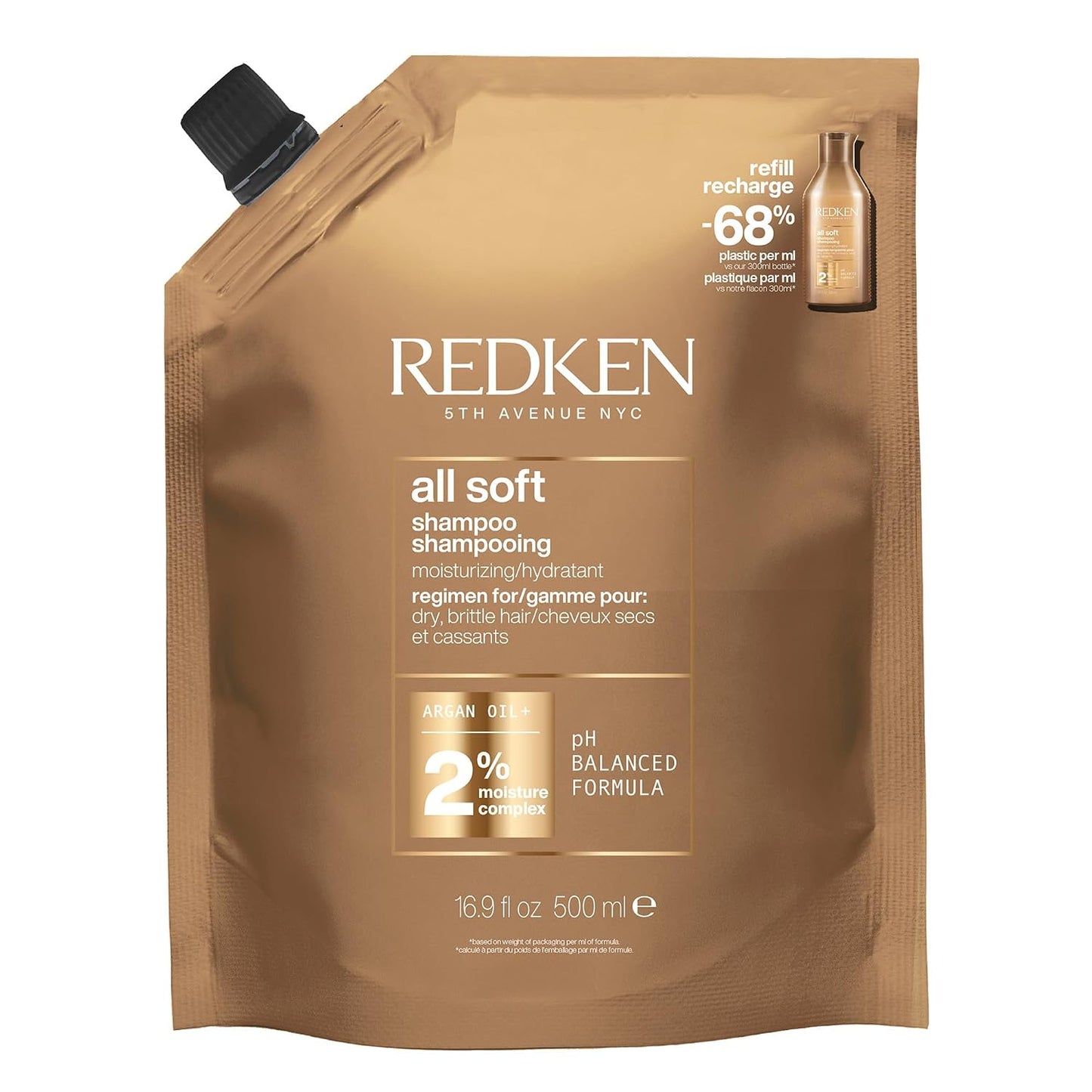 Redken All Soft Shampoo - Moisturizing Formula with Argan Oil | Hydrates Dry Hair & Adds Shine