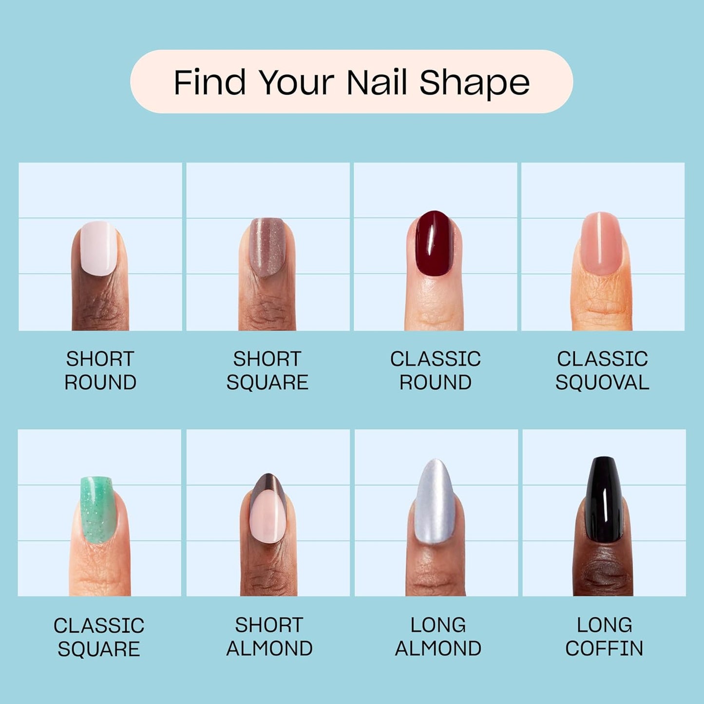 OPI On Point Press On Nails - Short Round & Squoval Nail Art | 30 Count, Long Lasting & Reusable