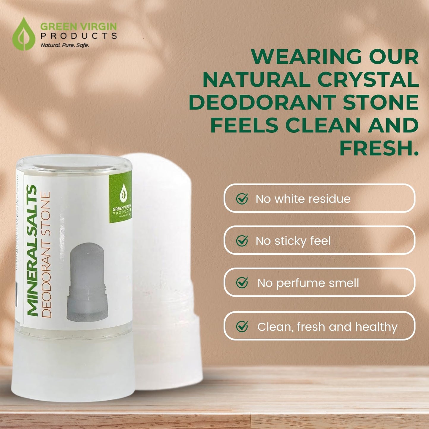 Green Virgin Products | 100% Pure Deodorant Stone | All Natural Mineral Salts Deodorant Stone