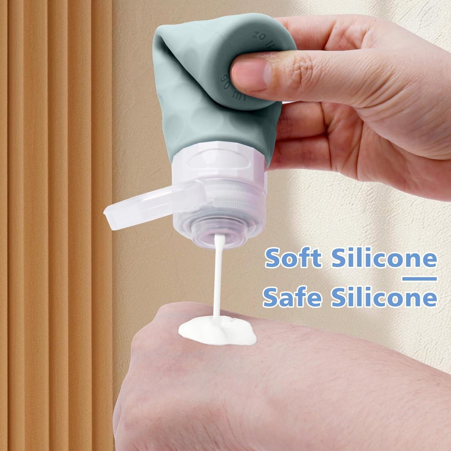 Travel Bottles for Toiletries - 4PCS TSA Approved 3oz Silicone Containers | BPA Free, Leak Proof, Refillable
