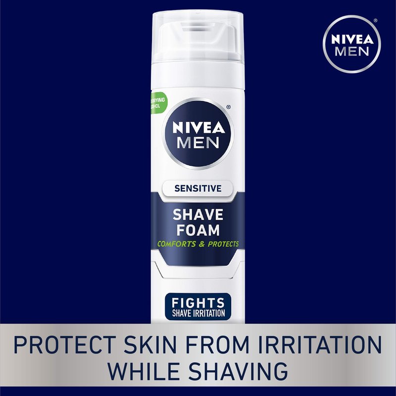 NIVEA MEN Sensitive Shave Foam with Vitamin E, Soothing Chamomile and Witch Hazel Extracts, 7 Oz Can (Pack of 1)