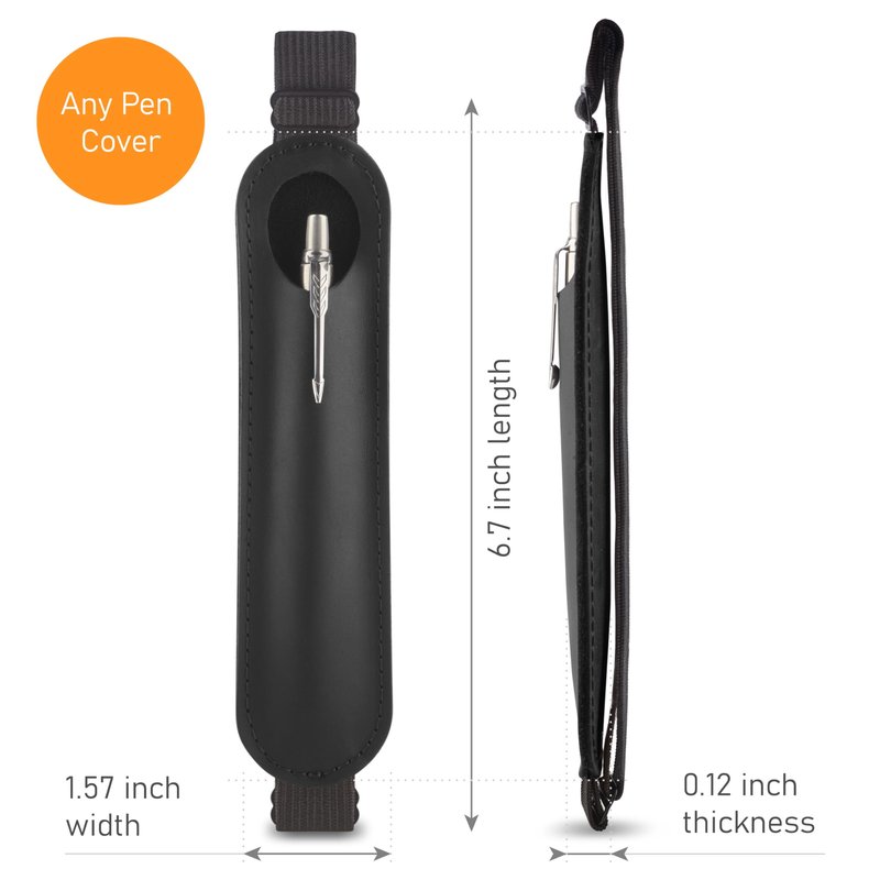 MAKYN Leather Adjustable Pen Holder for Journals, Notebooks, Planners, Books, Pencil Sleeve Case Pouch, Elastic Pen Holder for Notebook, Soft Fountain Pen Case (Black)
