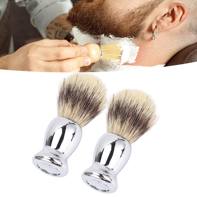 2Pcs Shaving Brush for Men, Long Soft Dense Brush Hair with Handle for Foaming Cream and Beard Shaving