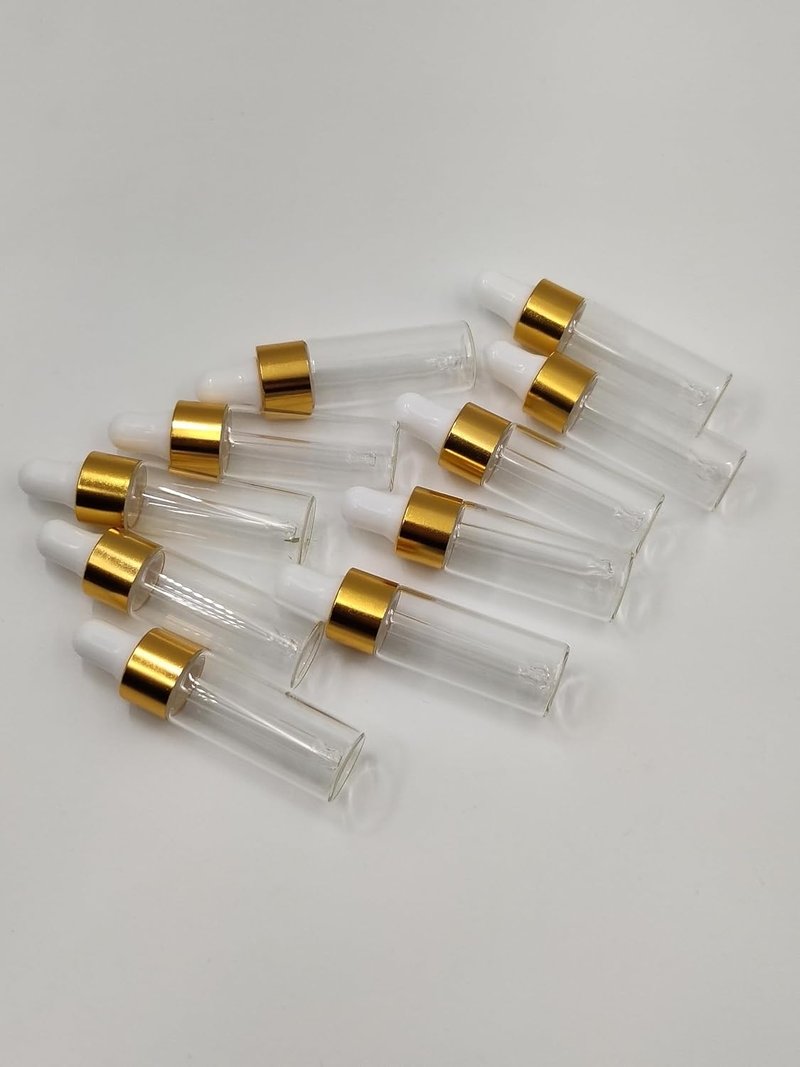 Mini Dropper Bottles - 15-Pack Clear Glass for Essential Oils & Aromatherapy | Gold Cap