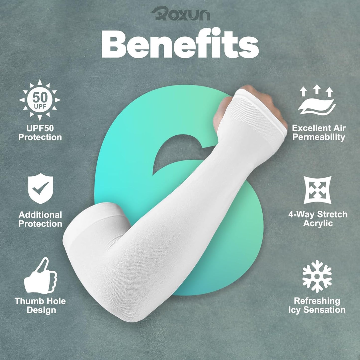 Roxun Arm Sleeves - Cooling UV Sun Protection Compression Tattoo Cover | Unisex, Thumb Hole Design