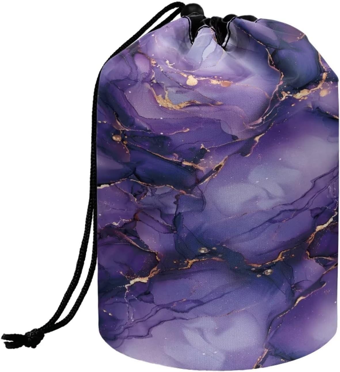 Peach Blossom Blue Cosmetic Bag for Women - Portable Drawstring Makeup Organizer | Collapsible Toiletry Storage