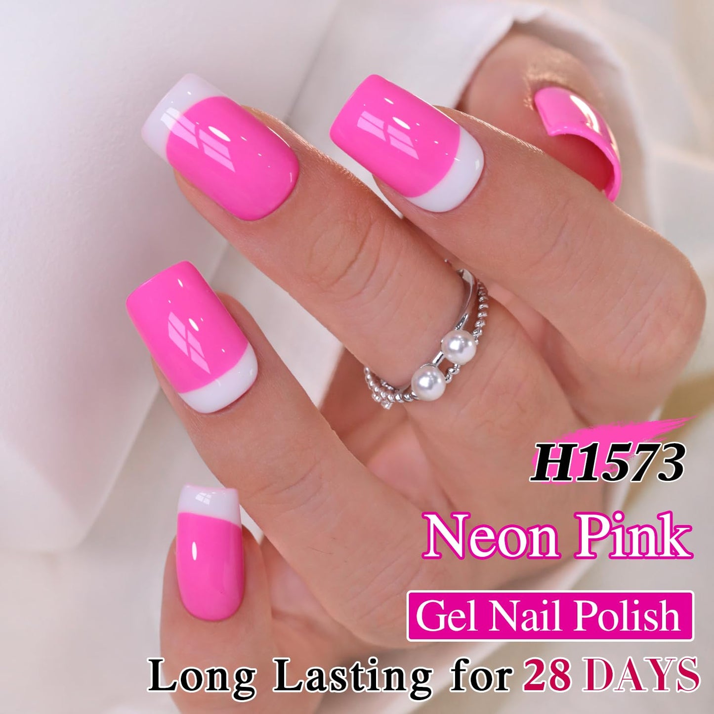 Double Rhythm 0.50 OZ Gel Polish Same Color Same Bottle Golden Round Translucent Neutral Natural Milky 15 ML Jelly UV Nail Polish Art DIY at Home (Vibrant Hot Pink-H1573)