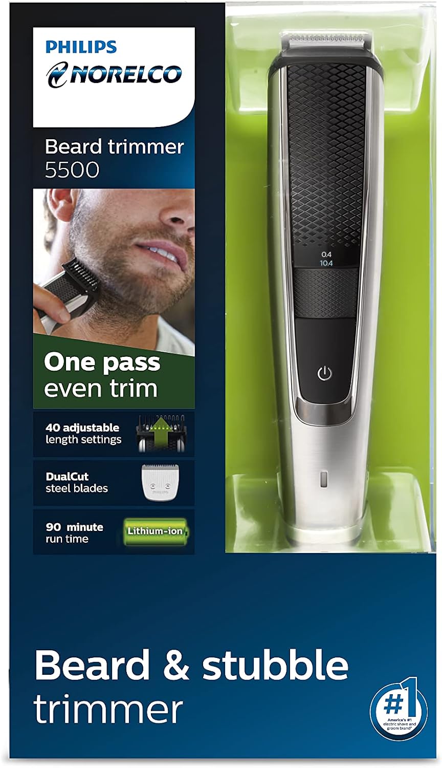 Philips Norelco Beard Trimmer & Hair Clipper Series 5500 - Cordless, Washable Design for Easy Cleaning | BT5511/49