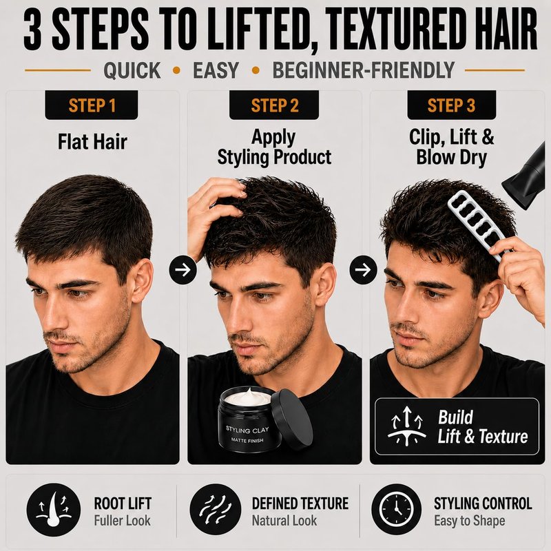 Volumizing Hair Styling Comb Set - 5PCS Texture Comb for Men & Women | Root Lift, Quiff, Slick Back Tools