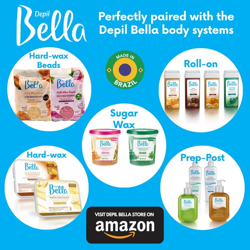 Depil Bella Brazilian Roll On Wax Chamomile and Calendula Depilatory | Body Waxing, Hair Removal Wax-Cartridge | For Men and Women | Home Self Waxing | Sensitive Skin | Painless (10 PACK + ADD)