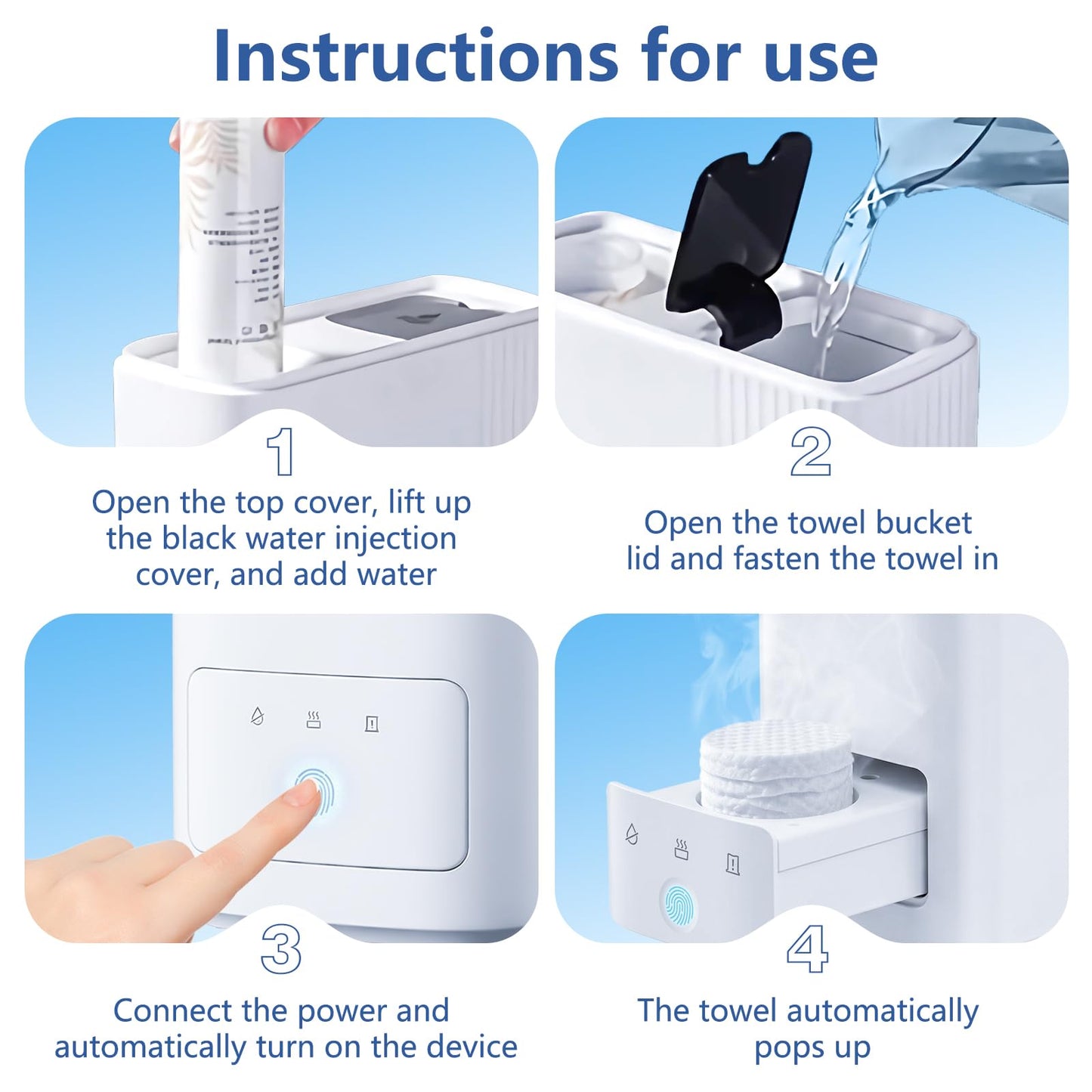 Hot Towel Dispenser & Face Hot Towel Warmers — 55°C (131°F) Smart Pop-Out 5s Rapid-Heat Drawer for Bathroom, Includes 20 Disposable Facial Towels for Skincare