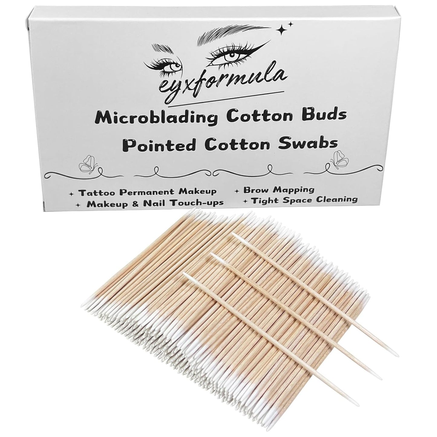 Pointed Cotton Swabs - 4 Inch Microblading Buds with Wooden Sticks | Precision Tips for Makeup & Tattoo Touch-ups (600 Pcs)