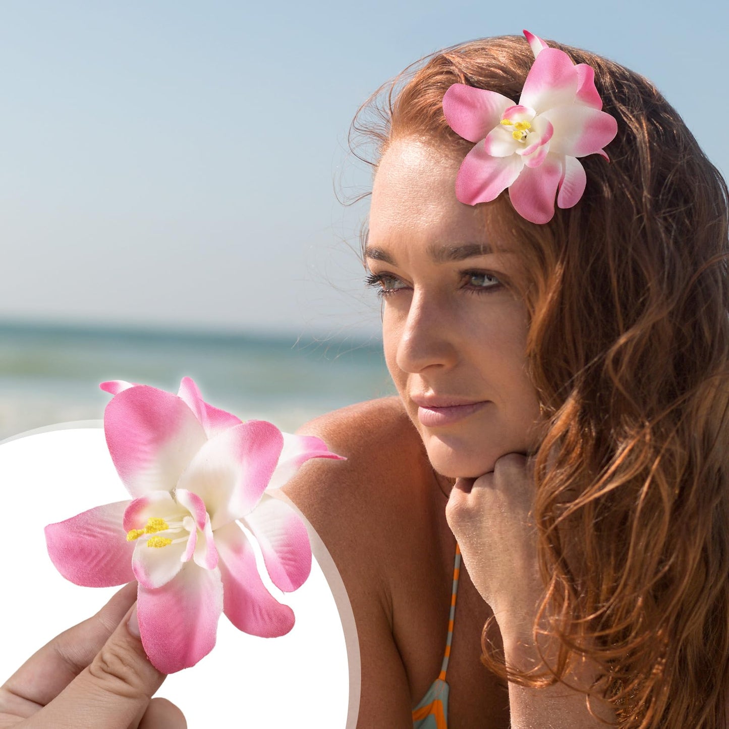 SmallCat 4 Pcs Hawaiian Flower Hair Clips, X Inch Artificial Tropical Flower Clips for Hair, Hibiscus Hair Clip, Flowers Hair Accessories for Women Beach Seaside Wedding Vacation Party (4 Colors)