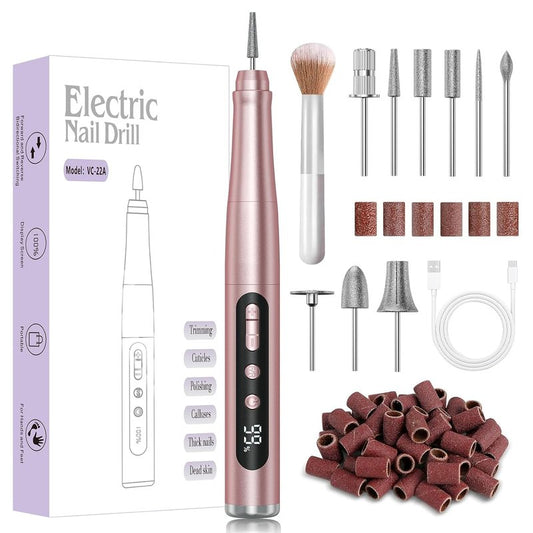 Cordless Nail Drill - 35000RPM Electric Nail File for Acrylic Gel Nails | Portable Professional Manicure & Pedicure Kit with LCD Display