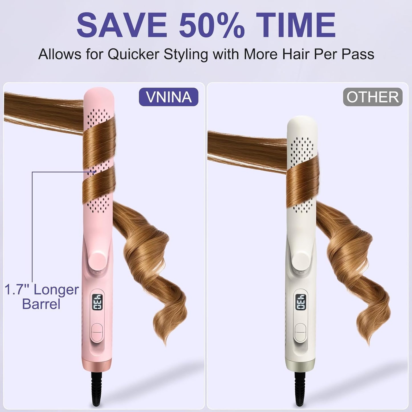 **2 in 1 Hair Straightener and Curler | 360° Cool Airflow Styling Iron - 1.25 Inch, Dual Voltage for Travel**