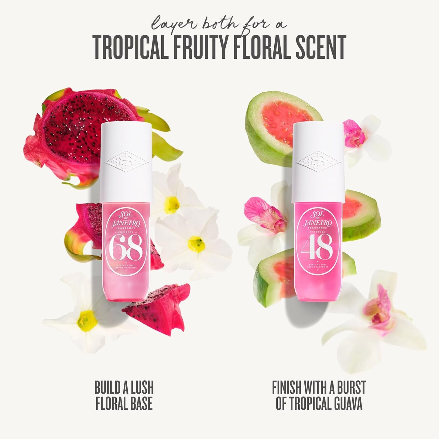 Sol de Janeiro Hair & Body Fragrance Mist Gift Set - Travel Size Duo with Pink Pouch | Cheirosa 68 & 48, 3 fl oz Each