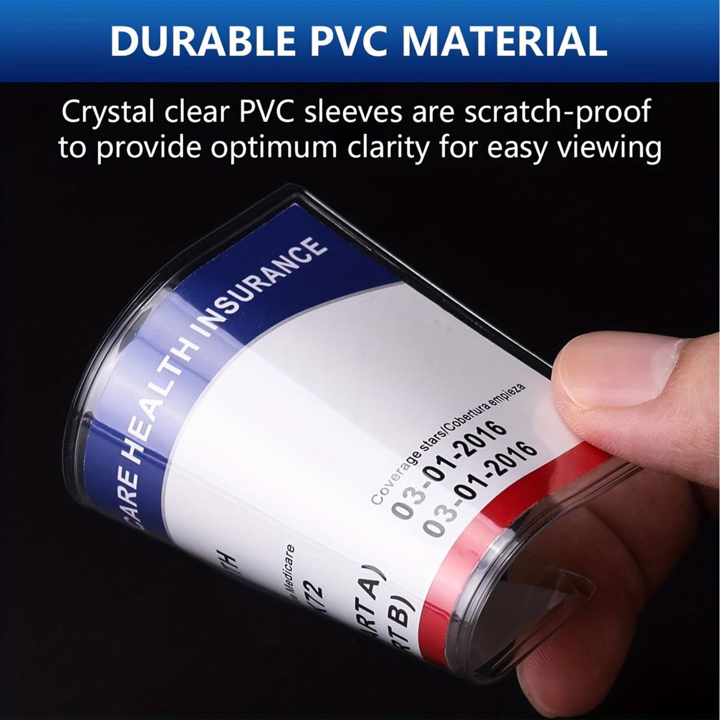 4 Pack Clear PVC Card Protector Sleeves, Waterproof, Scratch-Resistant, for Medicare, Credit, Business and Social Security Cards