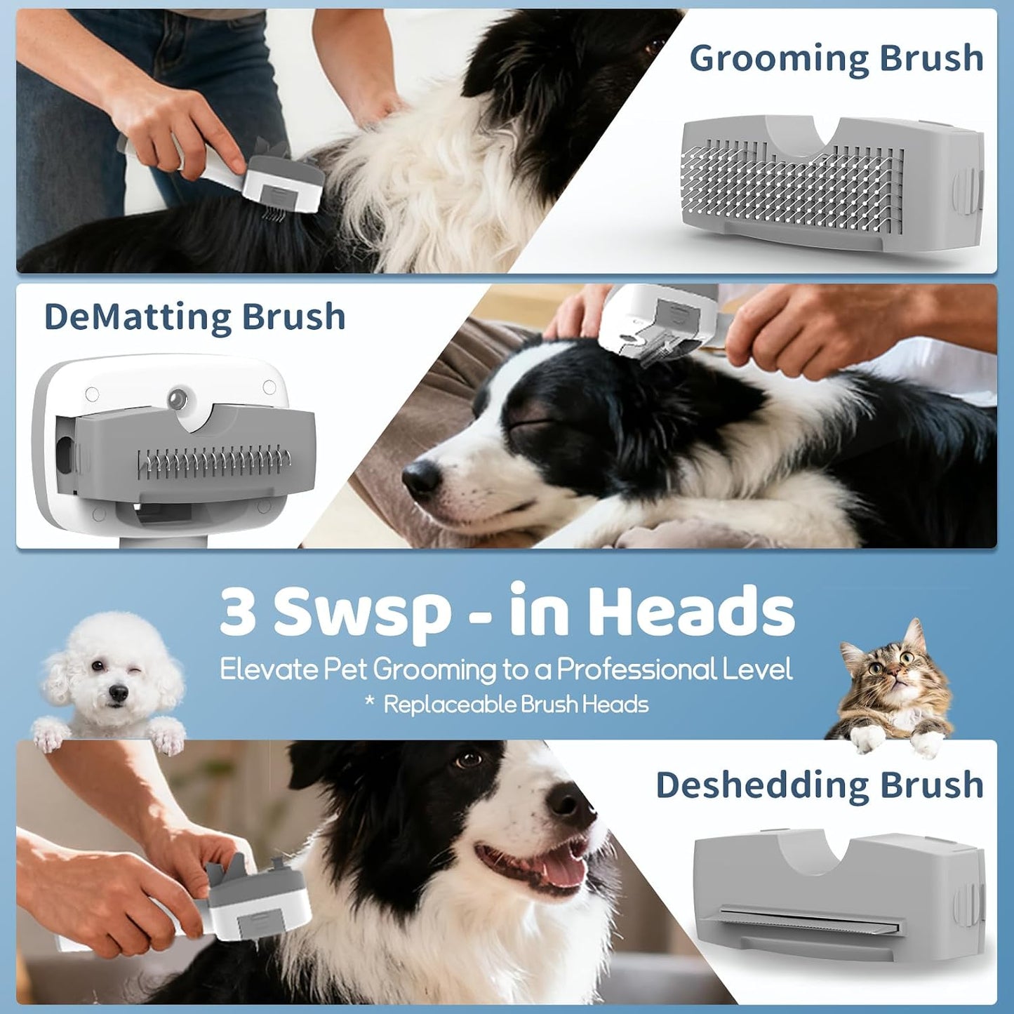 Dog Grooming Vacuum - 6-in-1 Low Noise Pet Grooming Kit with 13000Pa Suction | 2L Dust Cup & Clipper
