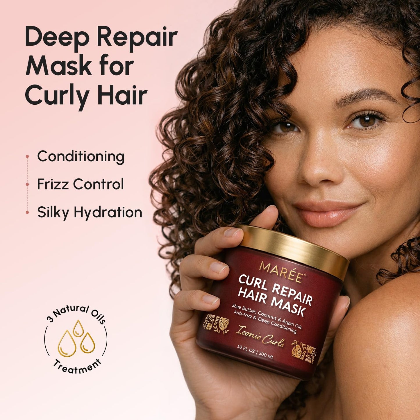 Deep Conditioning Hair Mask for Damaged Hair - Keratin Treatment for Hydration & Repair | 10 Fl Oz, Beige