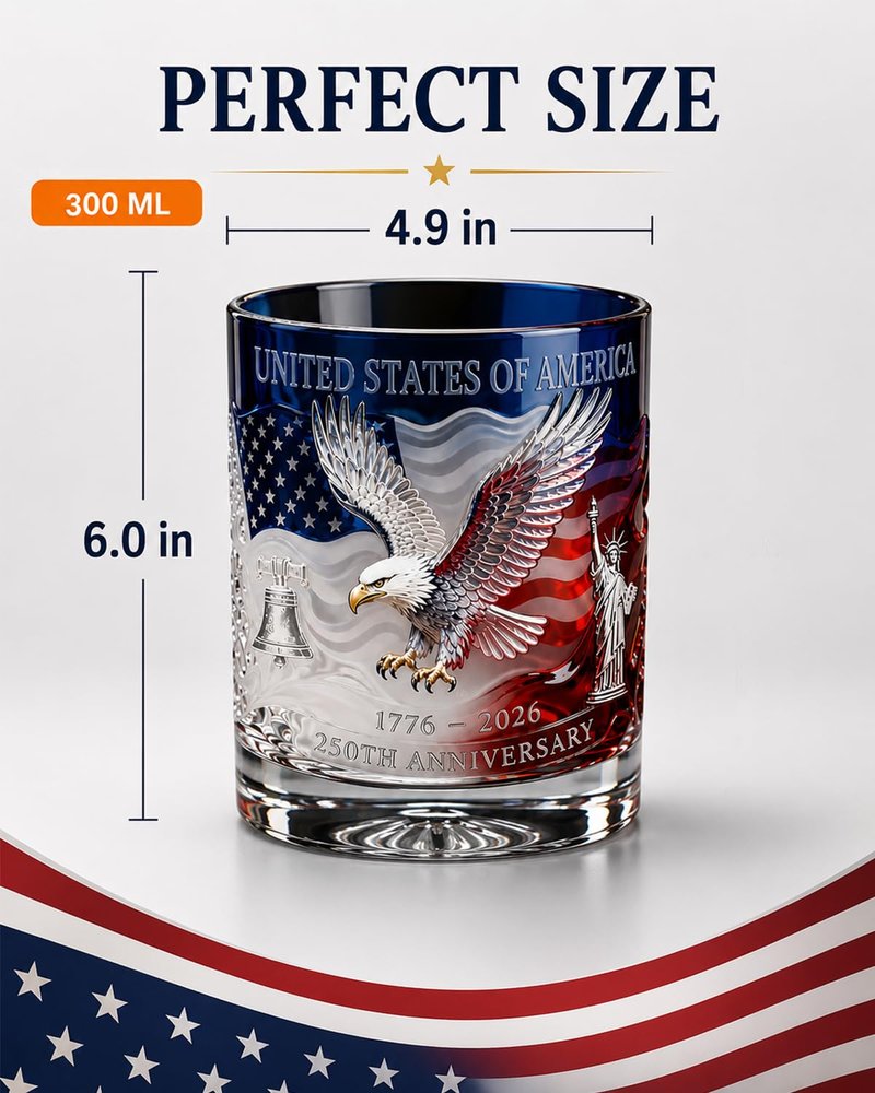 Limited Edition 2026 USA 250th Anniversary Commemorative Glass Heritage Decanter, Patriotic Bourbon We the People Whiskey Liquor Tumbler 1776-2026 Collectible Keepsake Father Gifts(Blue-1pc)