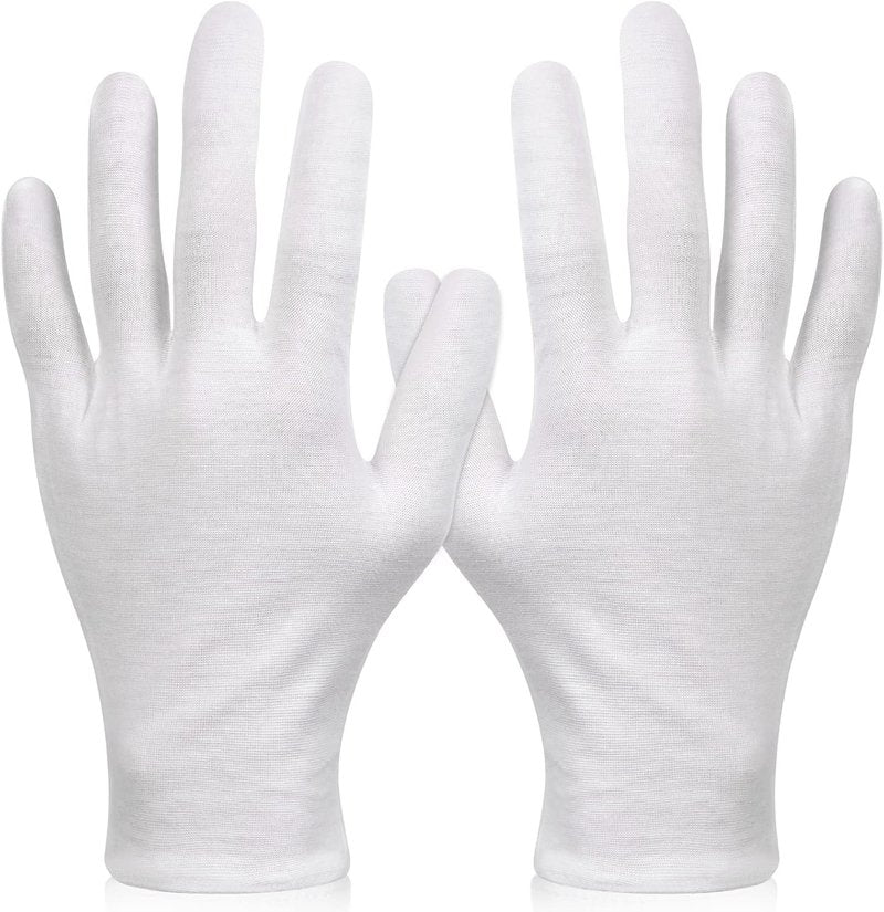 XL White Cotton Gloves for Dry Hand Moisturizing | 6 Pairs for Eczema Care & Jewelry Inspection