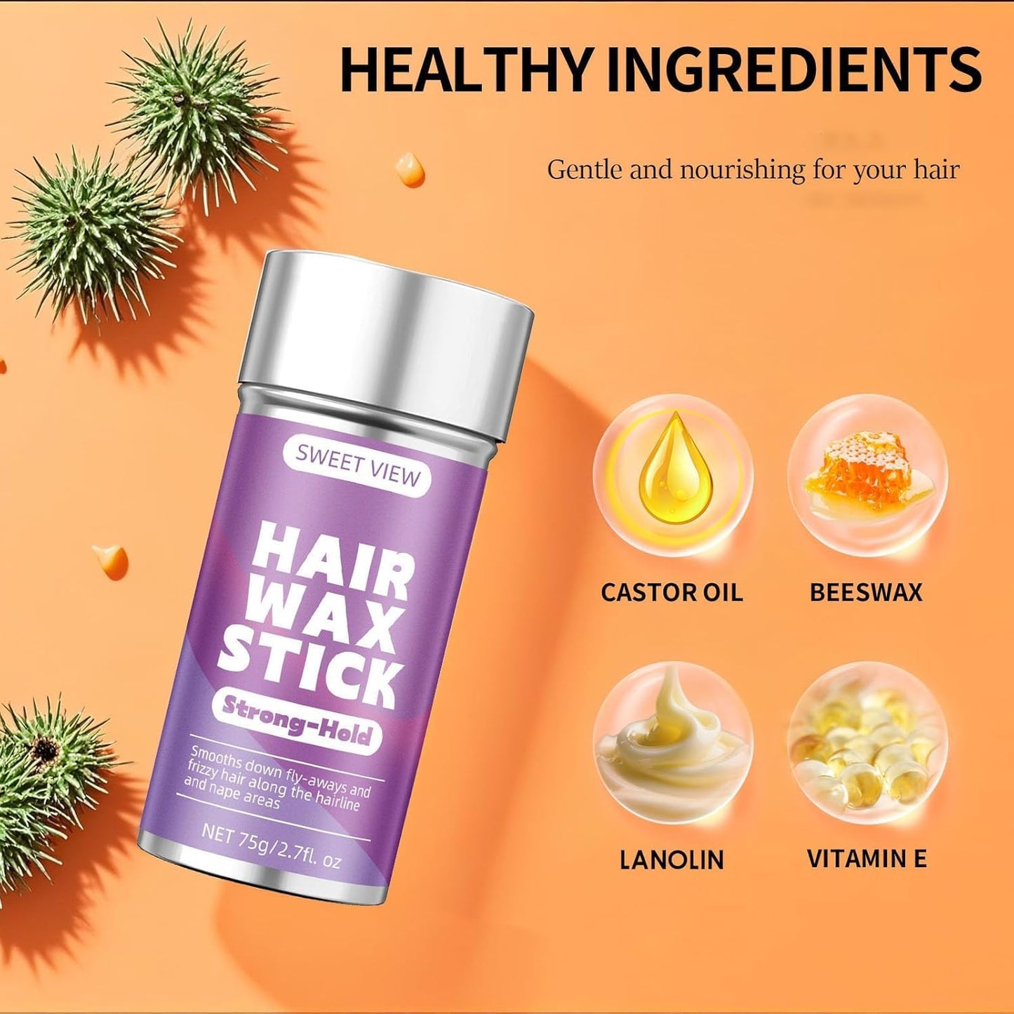 Hair Wax Stick - Slick Back Pomade for Taming Flyaways & Frizz | Perfect for Ponytails & Buns