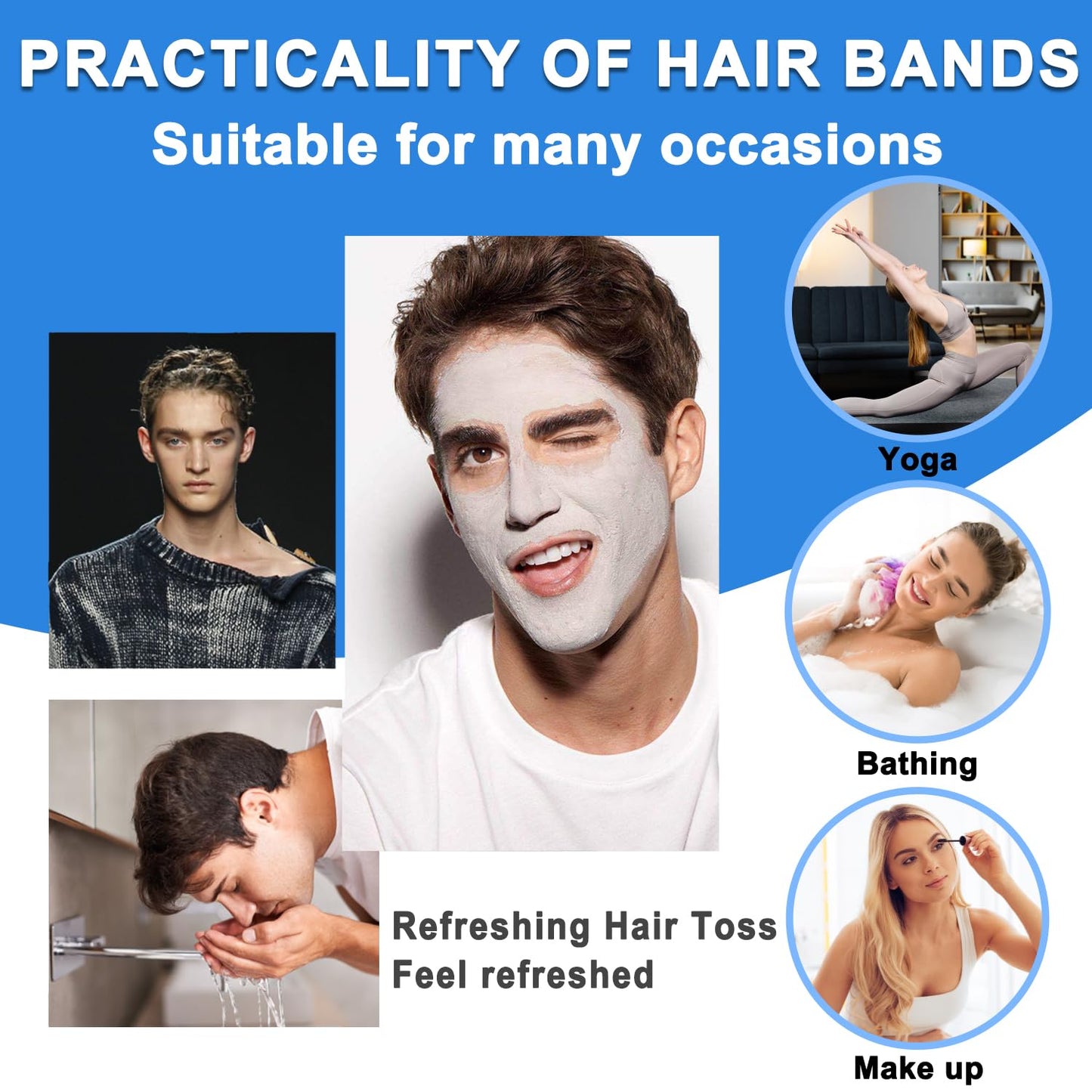 Adjustable Metal Headbands for Men & Women - Non-Slip Zigzag Design | 3 Pack Black Sports Hairbands for Running & Workouts