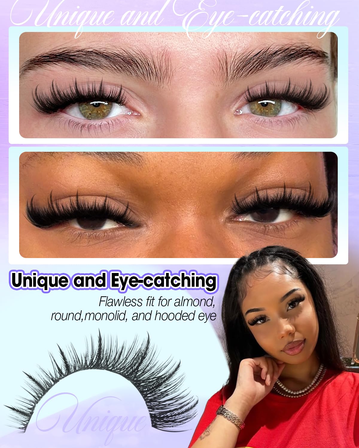 Spikes Lash Clusters - Wispy Eyelash Extensions for DIY Volume | Unique 10-16mm D Curly Anime Lashes