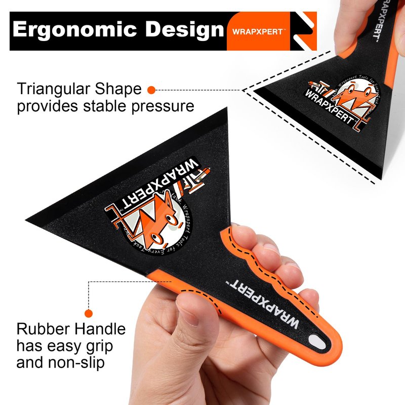 WRAPXPERT Window Tint Squeegee Triangle Contour Squeegee Corner Card Car Window Tint Tools Vinyl Wrap Tool Kit Scraper for Window Film Glass Tinting Application, 3 Pack, Black