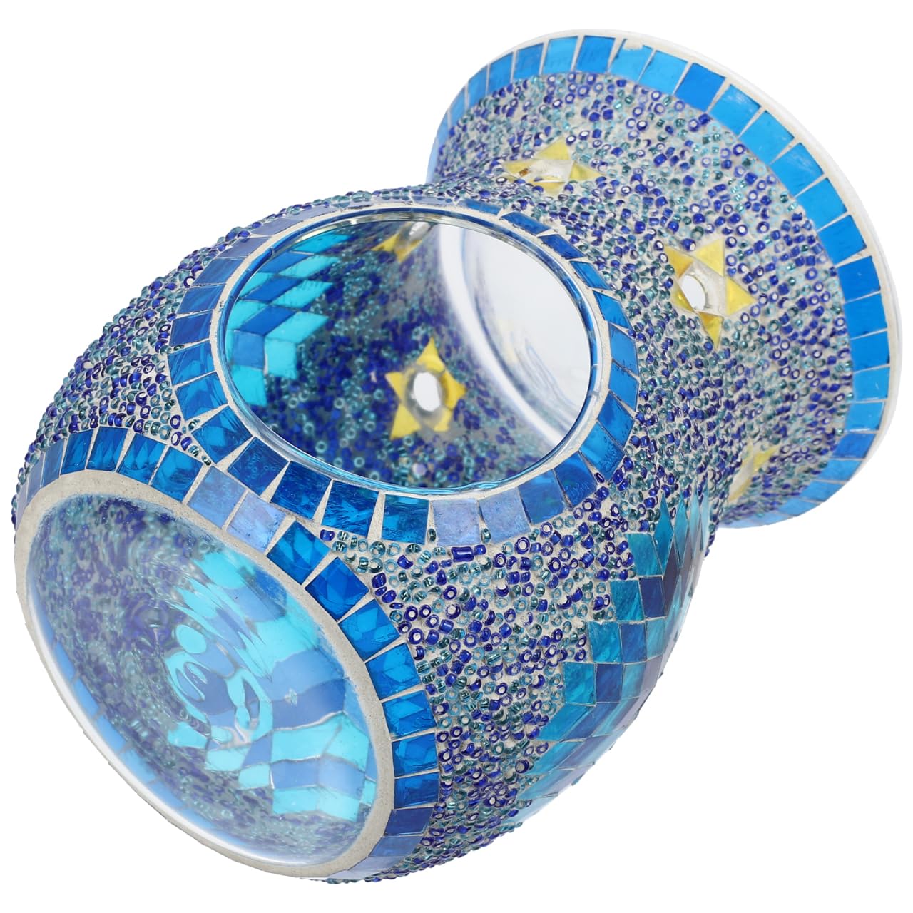 Uonlytech Mosaic Glass Oil Burner Bohemian Fragrance Oil Burner Tealights Wax Melt Stove Holder for Gifts Home Decoration Without Candle 10. 514. 2cm Blue