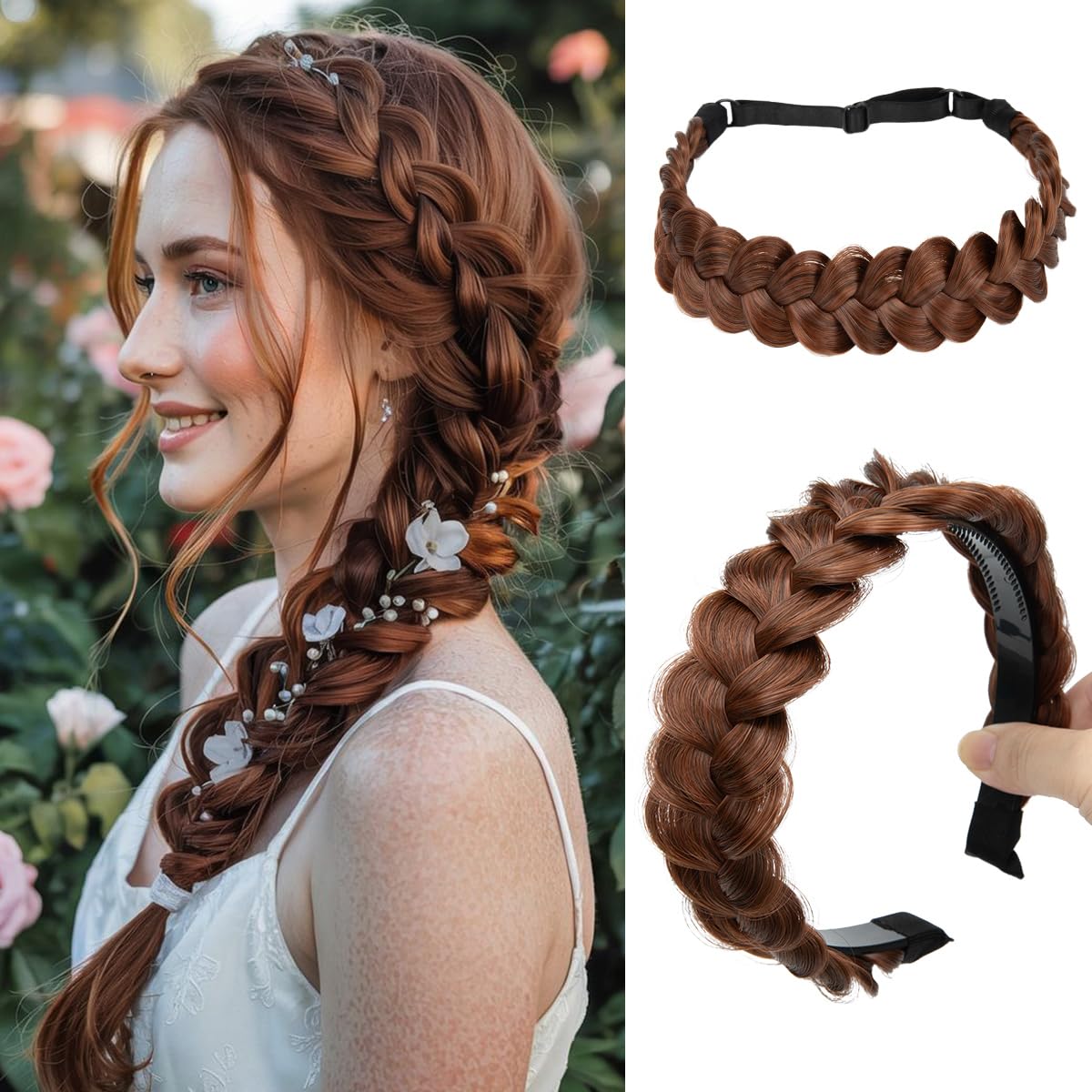 Braided Headbands for Women - Handmade Synthetic Hair Hoops | Sahara Beige 2-Pack