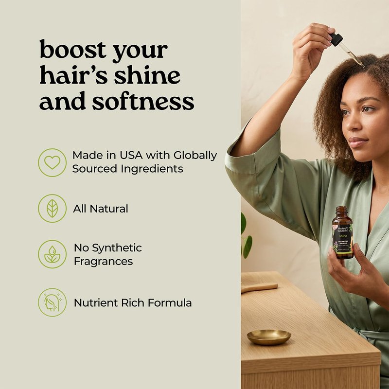 Healing Solutions – Shine Ultra-Lightweight Hair Oil, All Natural 4oz, Supports Resilience, Shine, & Frizz Control, For All Hair Types