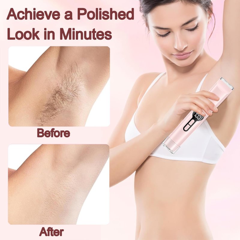 XYOUWEI Bikini Trimmer for Women, IPX7 Waterproof Wet & Dry Use Electric Razors Shaver, Rechargeable Body Hair Trimmer for Bikini, Face, Legs, Underarms, Intimate Areas