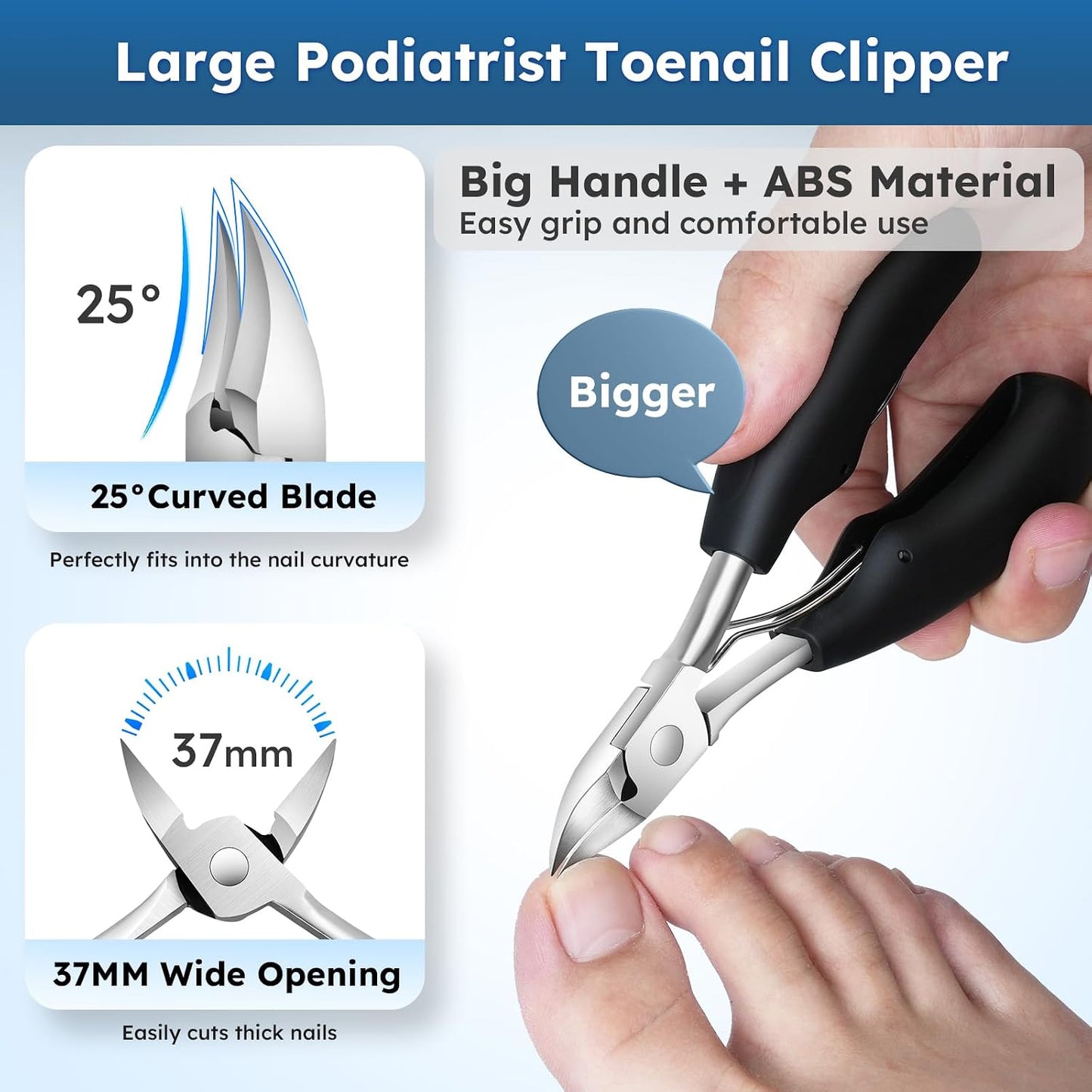 Heavy Duty Nail Clippers for Seniors - Long Handle Ingrown Toenail & Fingernail Clippers | 5-Piece Set for Thick Nails