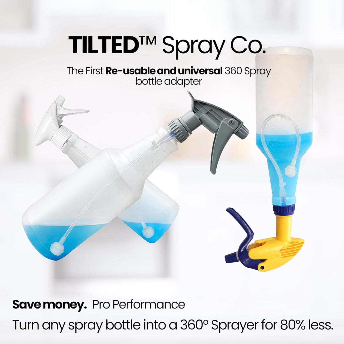 360 Spray Bottle Adapter - Universal Reusable Design for Trigger Sprayers | Weighted Dip Tube