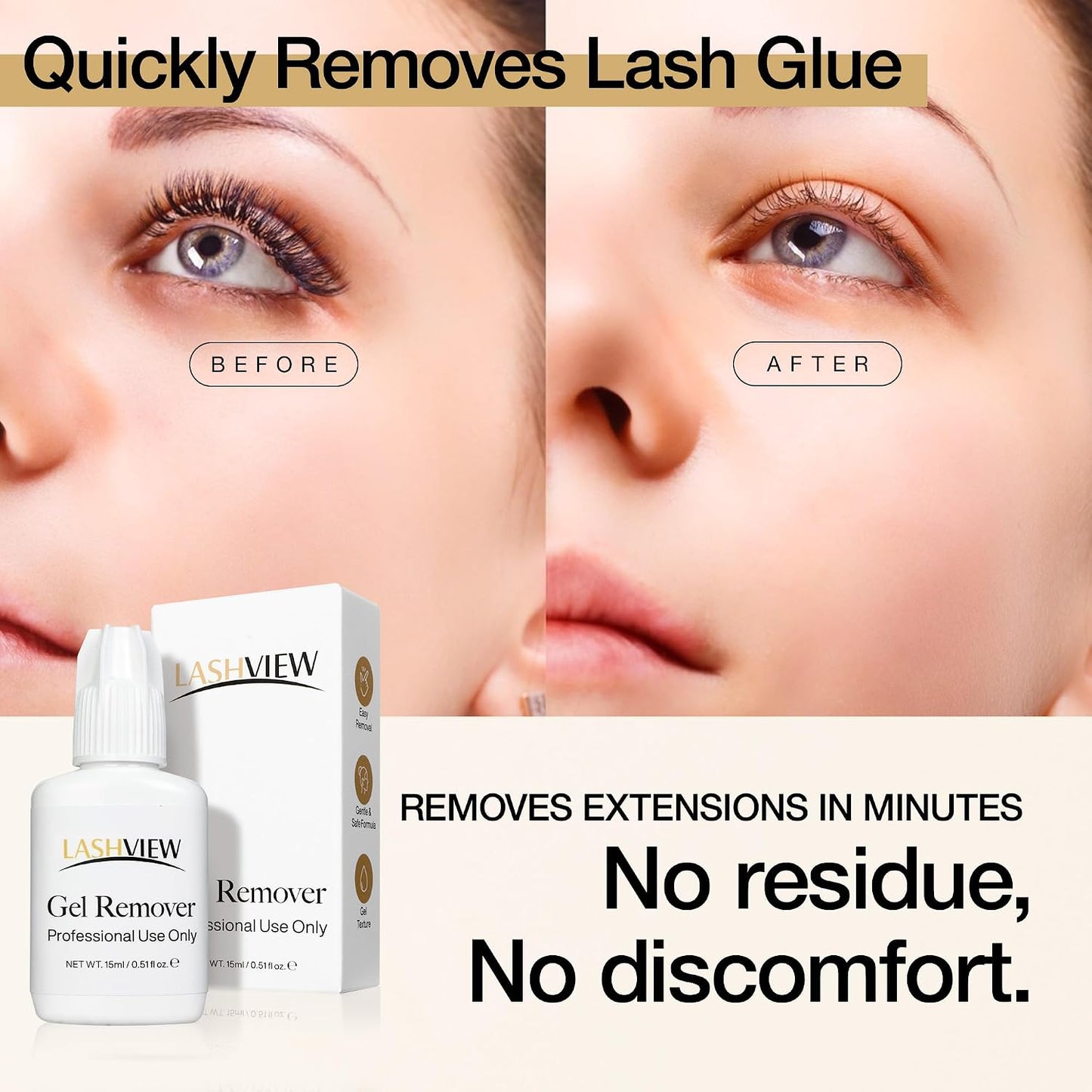 Sensitive Lash Remover Gel for Lash Extensions - Clear 15ml | Gentle Formula for Easy Removal