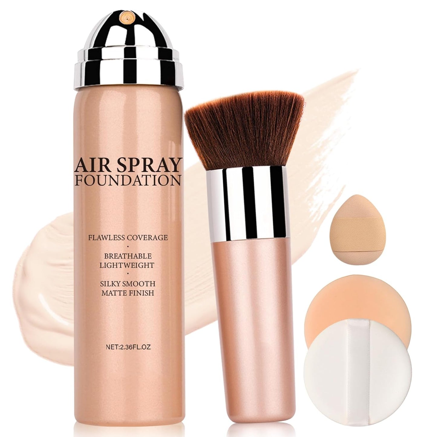 Flawless Airbrush Makeup Foundation - Lightweight & Buildable Coverage for Mature Skin | 02 Beige