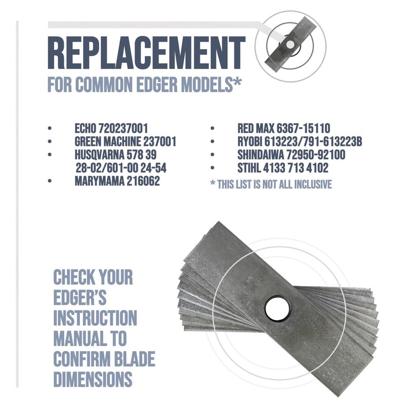 Peach Country Edger Blade 2" x 8" x .120" 1 Inch Center Hole 375-301, Universal Edger Blades 1 Inch Center Hole for Echo Edger Blade, Stihl Edger Blades, Husqvarna, Ryobi, Red Max, Mclane (10 Pack)