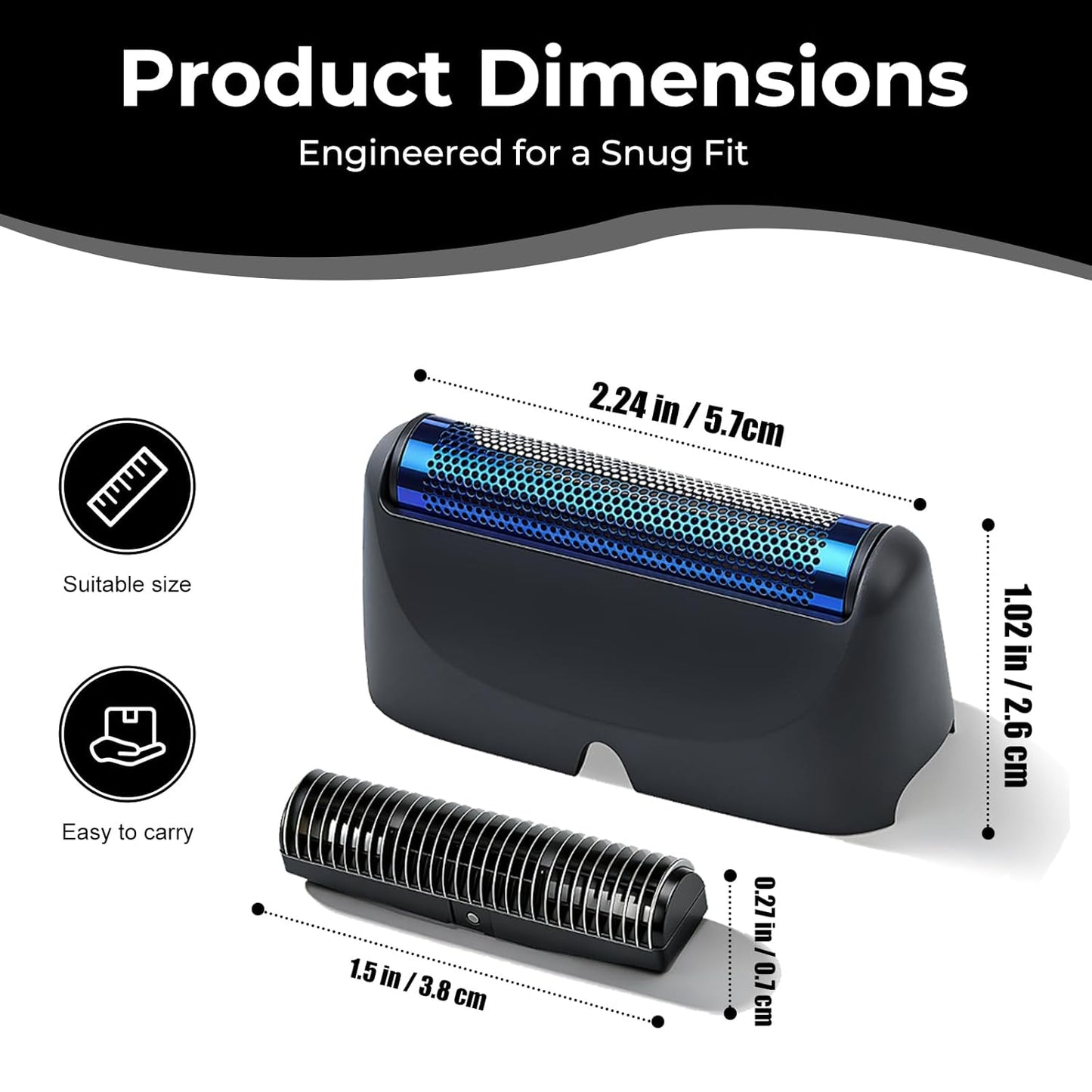 Shaver Replacement Foil & Cutter - 2-Pack for BaBylissPRO UV-Disinfecting | Black
